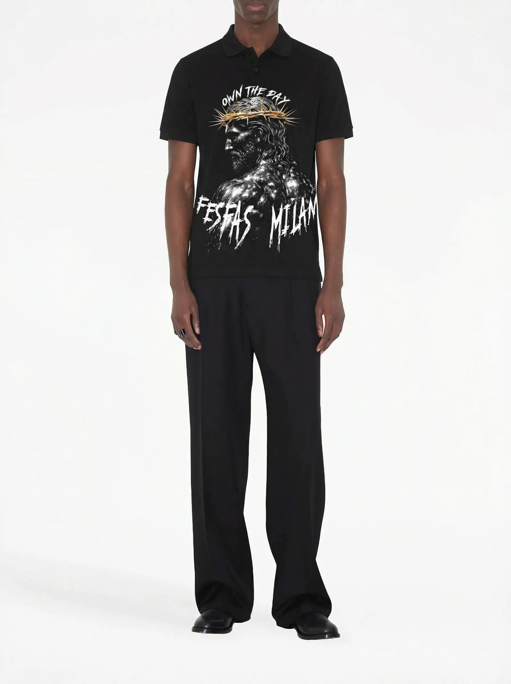 FesFas god-print Polo Shirt | Men | Black