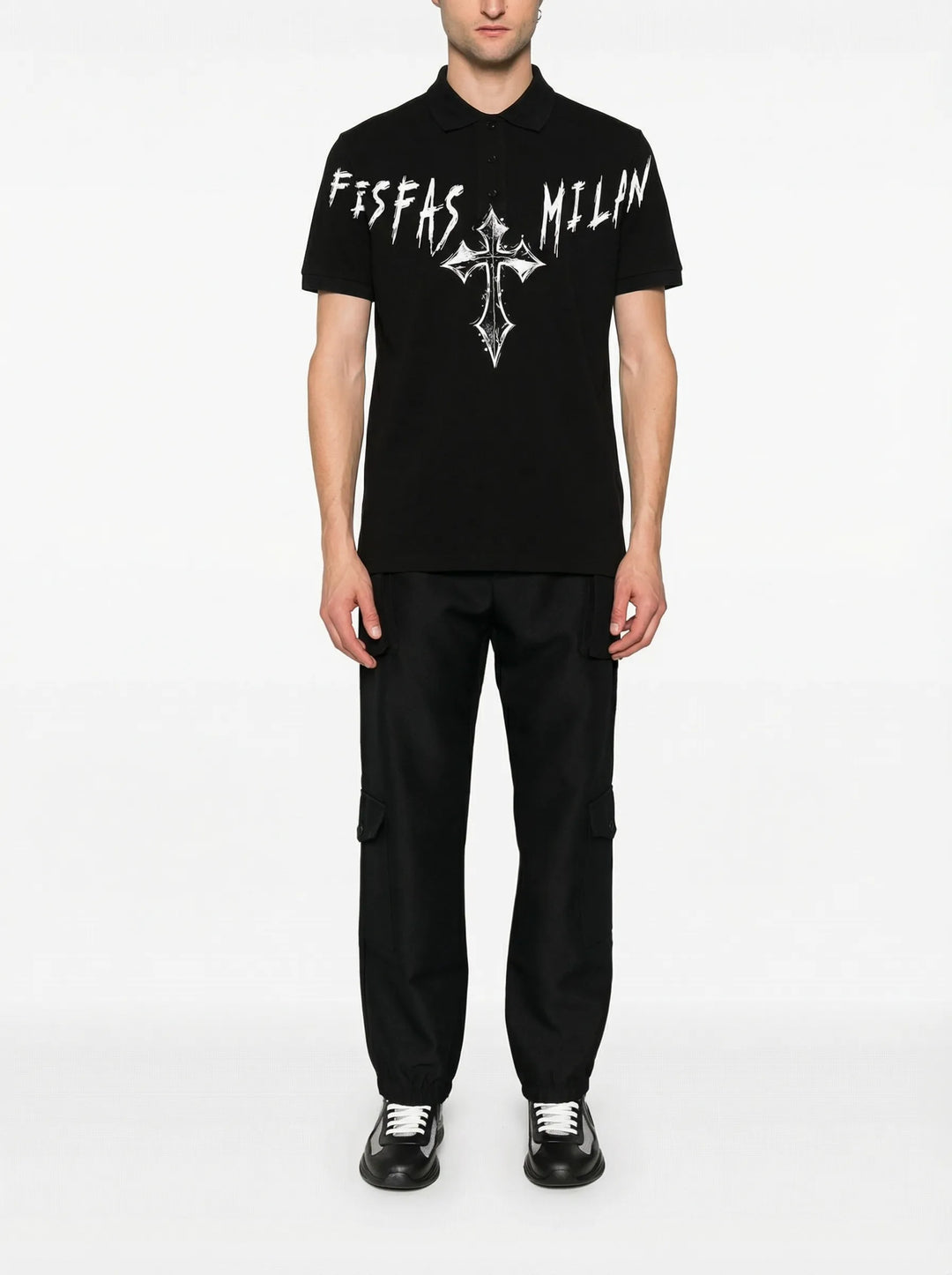 FesFas cross-print Polo Shirt | Men | Black