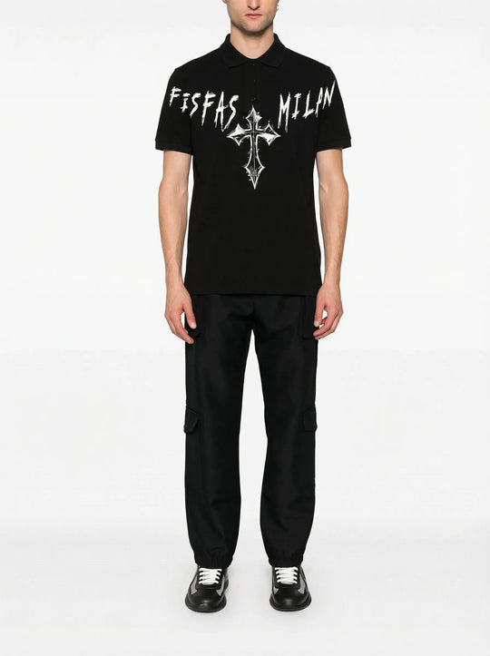 FesFas cross-print Polo Shirt | Men | Black