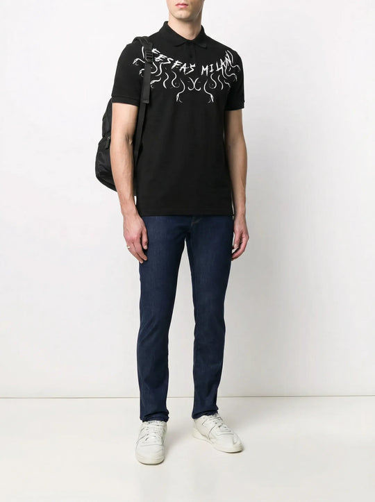 FesFas graphic-print Polo Shirt | Men | Black
