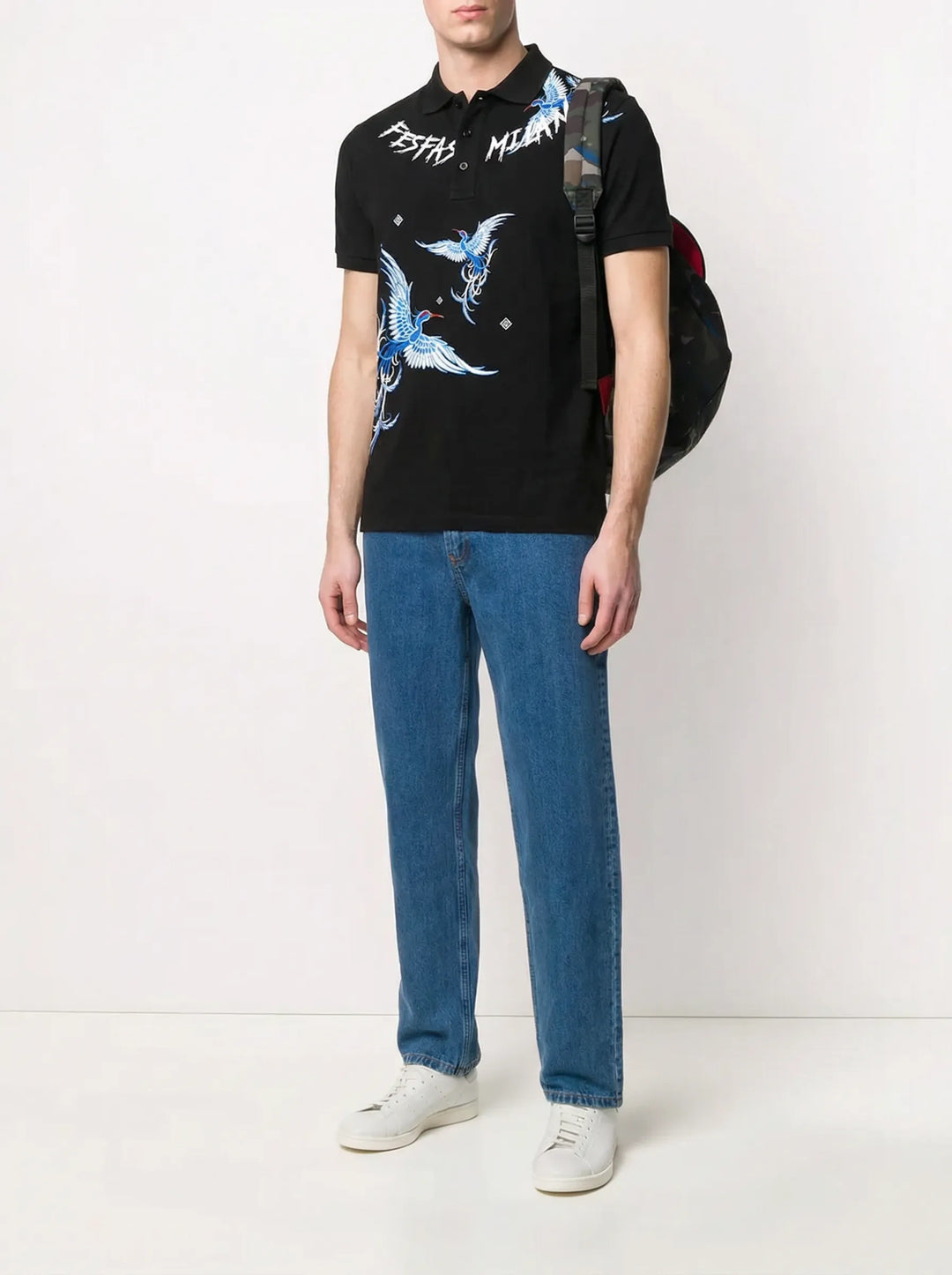 FesFas blue phoenix-print Polo Shirt | Men | Black