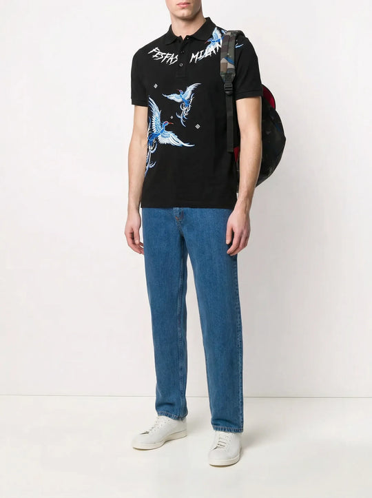 FesFas blue phoenix-print Polo Shirt | Men | Black