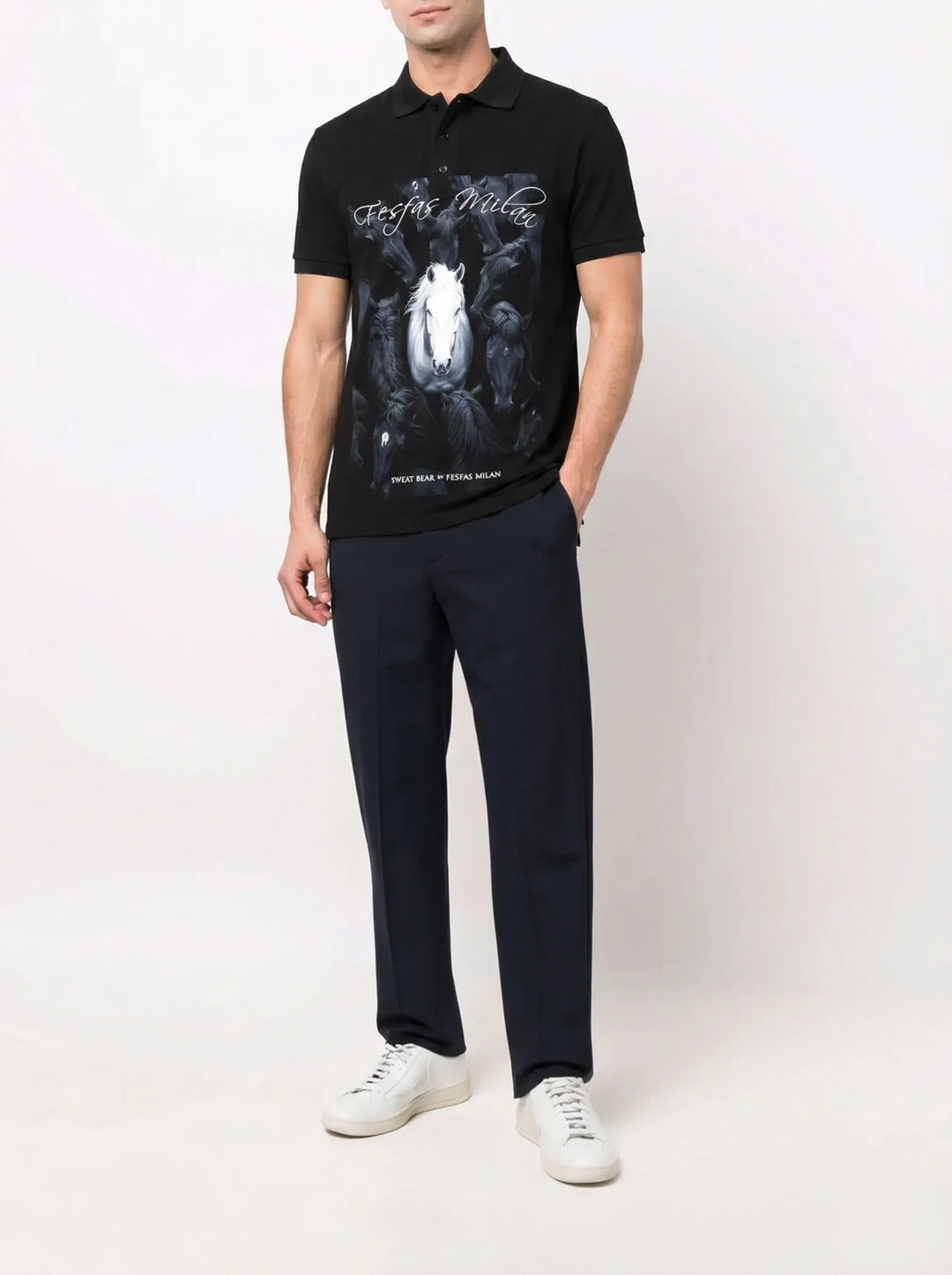 FesFas night horse-print Polo Shirt | Men | Black