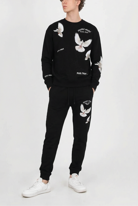 FesFas pigeons-print Sweatshirt Set | Black | Men