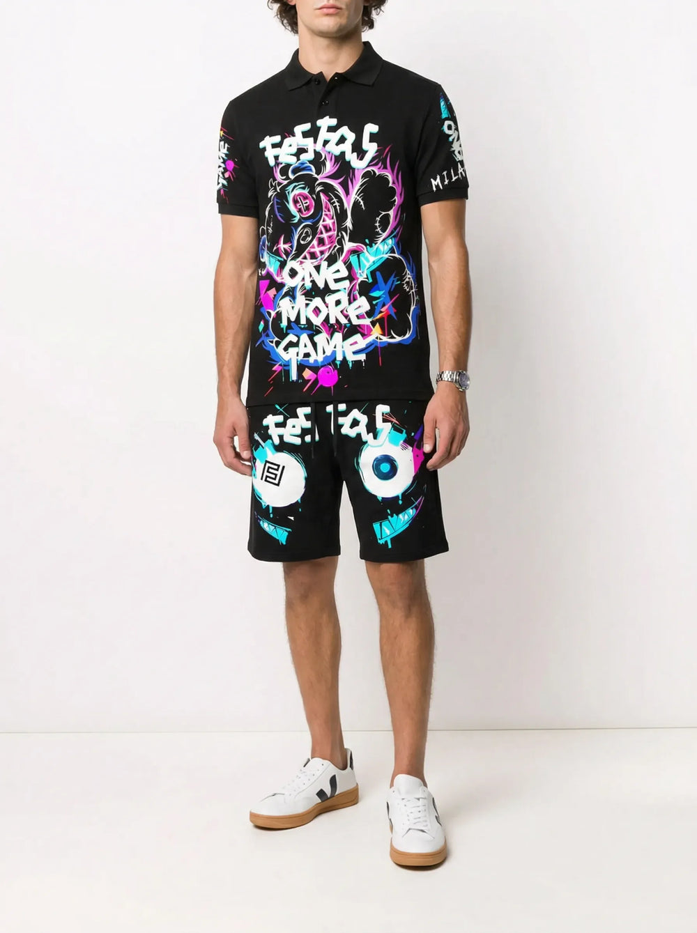 FesFas Hologram-print Polo Set | Men | Black