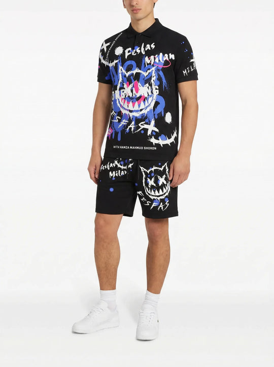 FesFas Hologram-print Polo Set | Men | Black