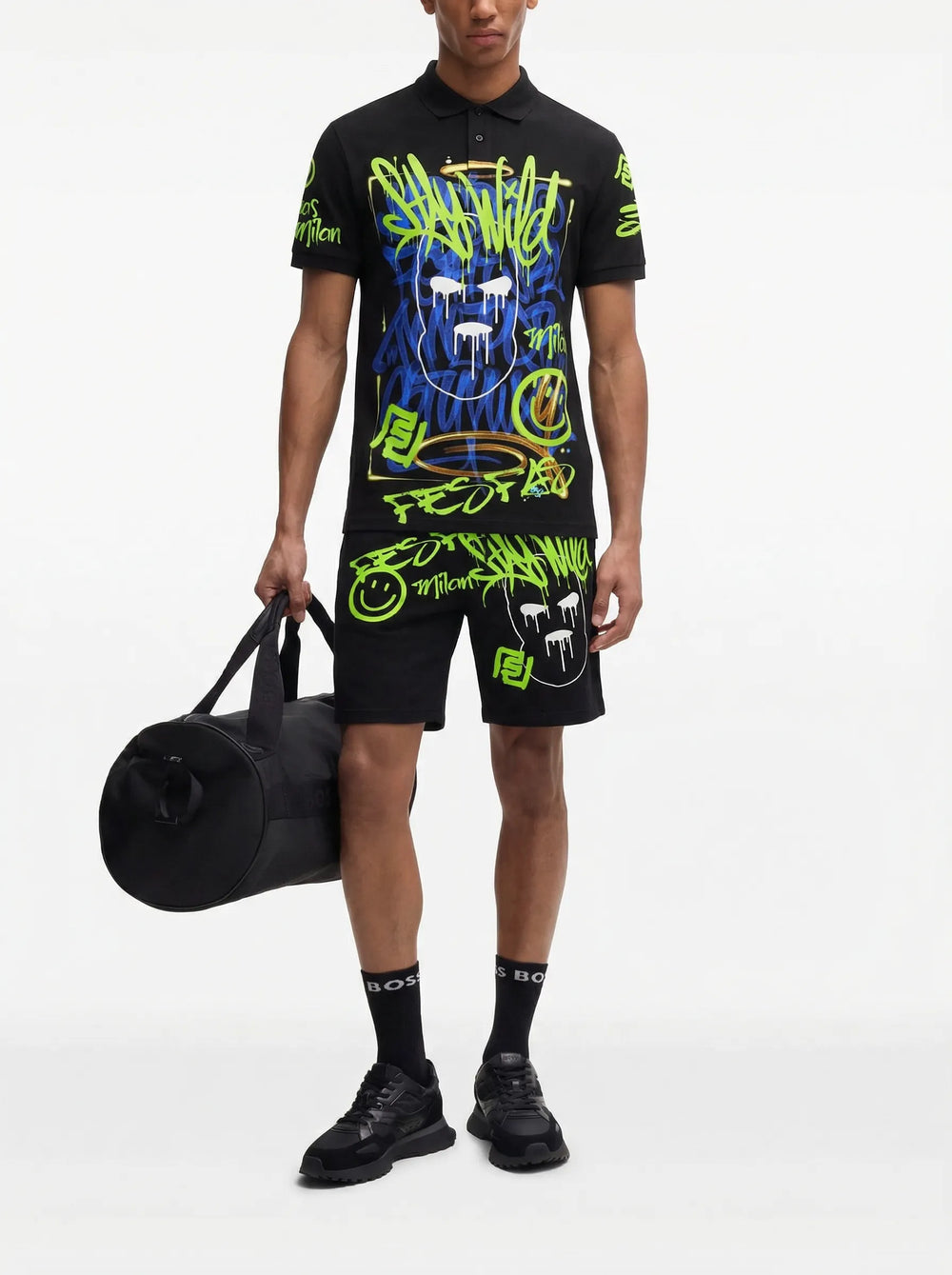 FesFas Hologram-print Polo Set | Men | Black