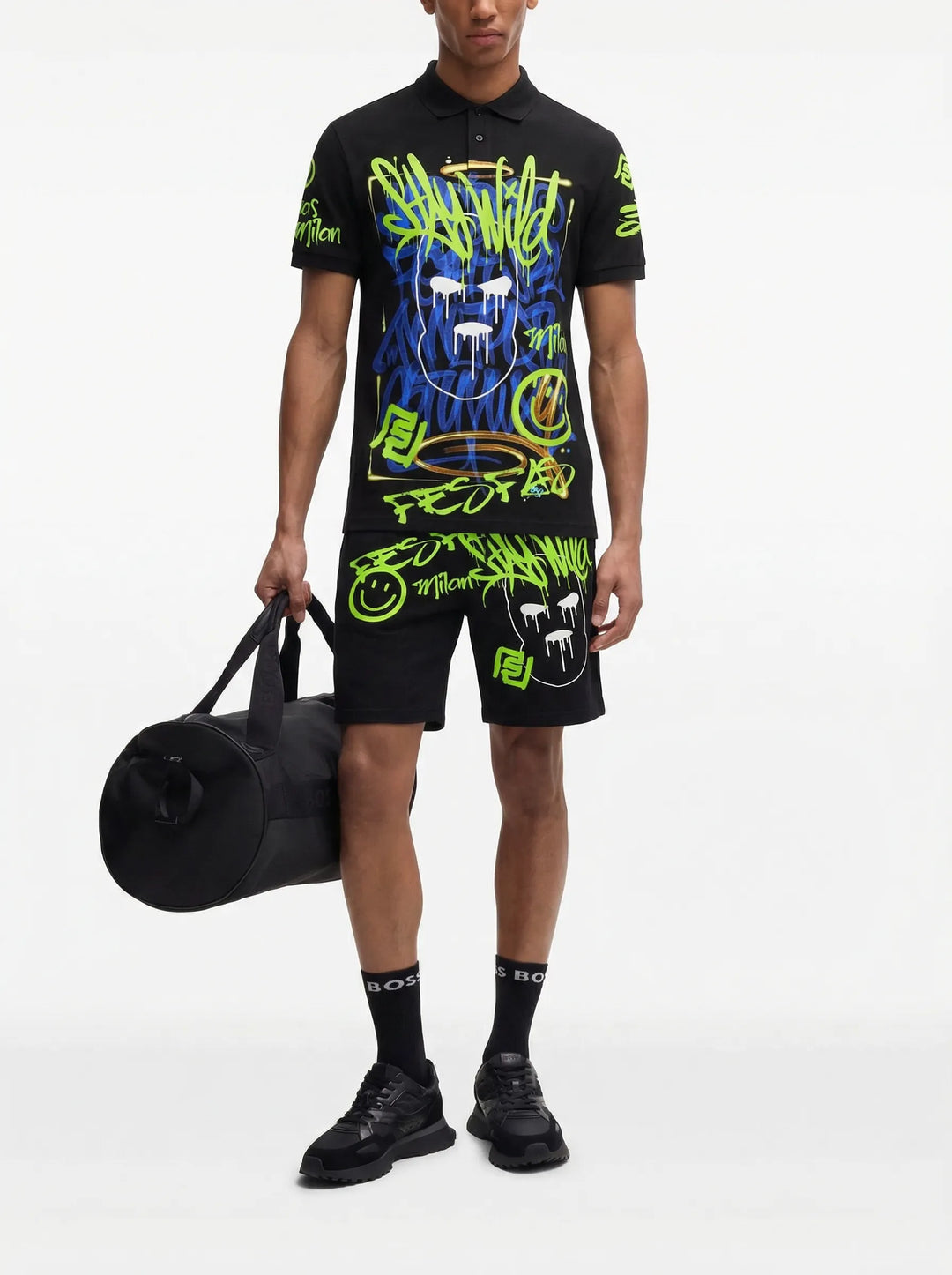 FesFas Hologram-print Polo Set | Men | Black