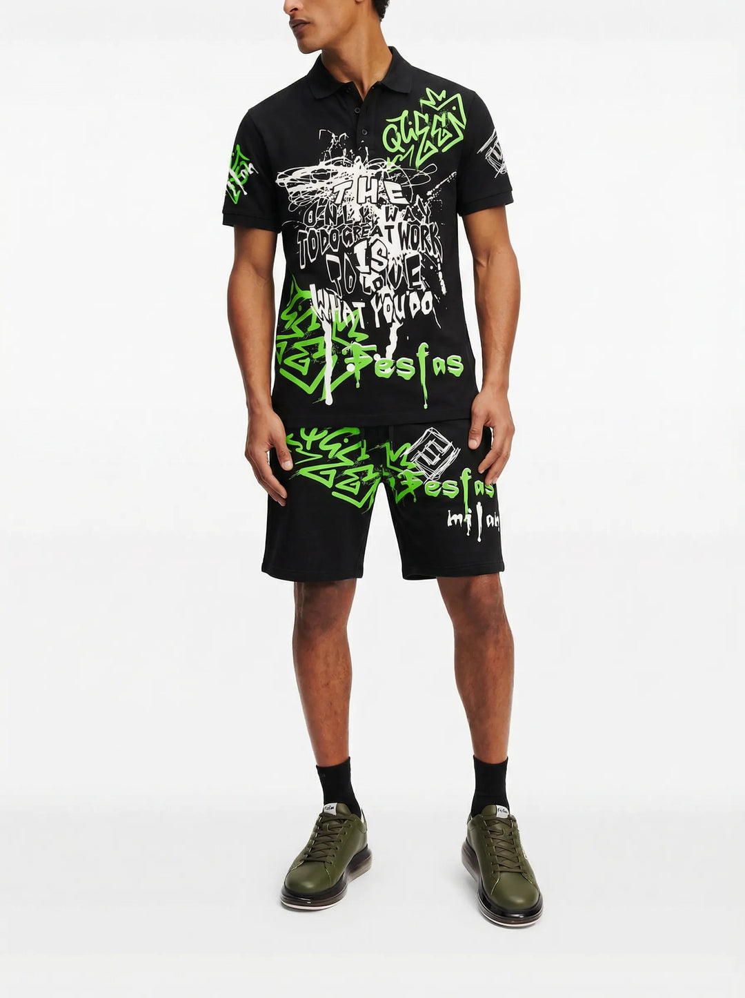 FesFas Hologram-print Polo Set | Men | Black