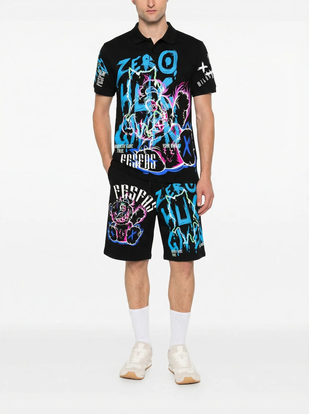 FesFas Hologram-print Polo Set | Men | Black
