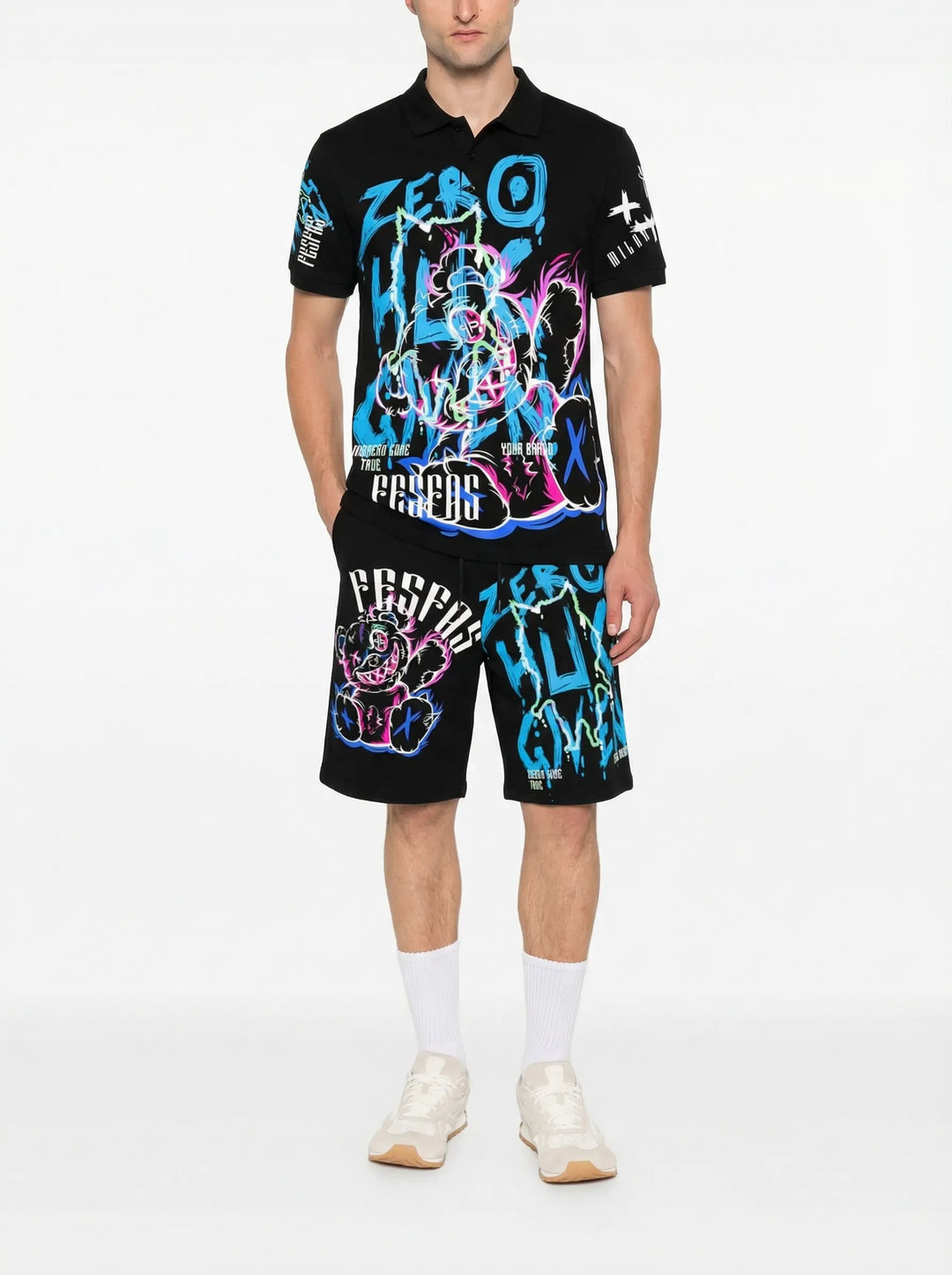 FesFas Hologram-print Polo Set | Men | Black