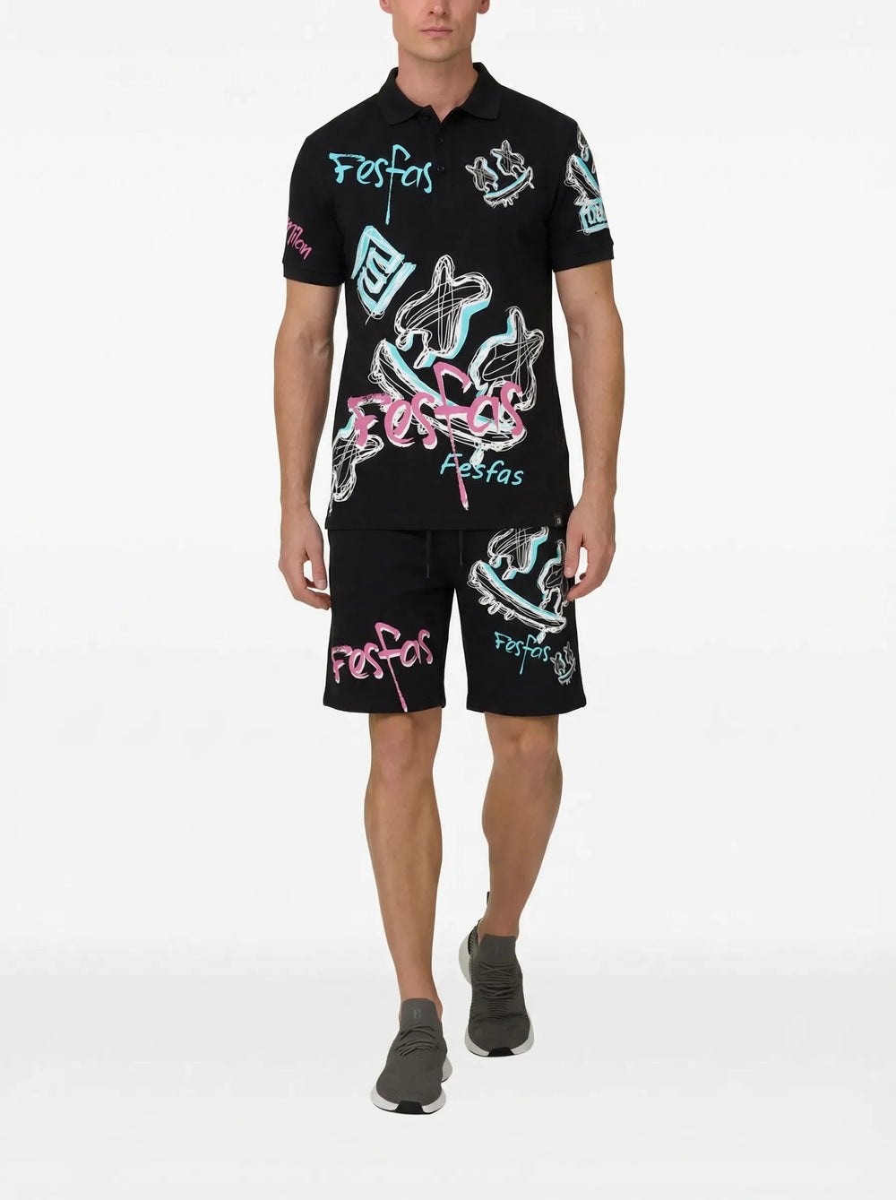 FesFas Hologram-print Polo Set | Men | Black