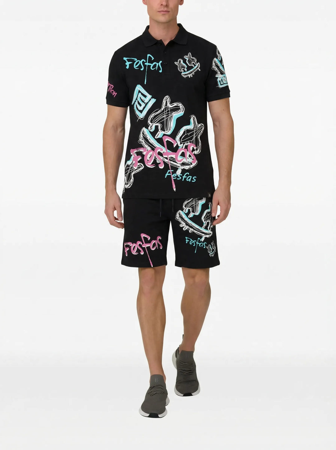 FesFas Hologram-print Polo Set | Men | Black
