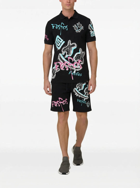 FesFas Hologram-print Polo Set | Men | Black