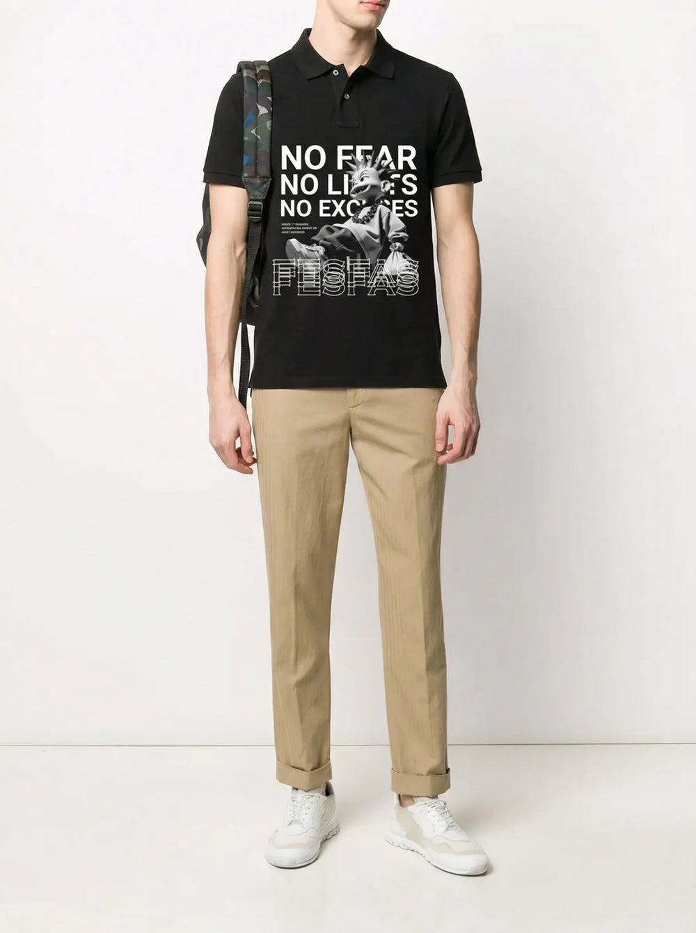 FesFas “No Fear”-print Polo Shirt | Men | Black