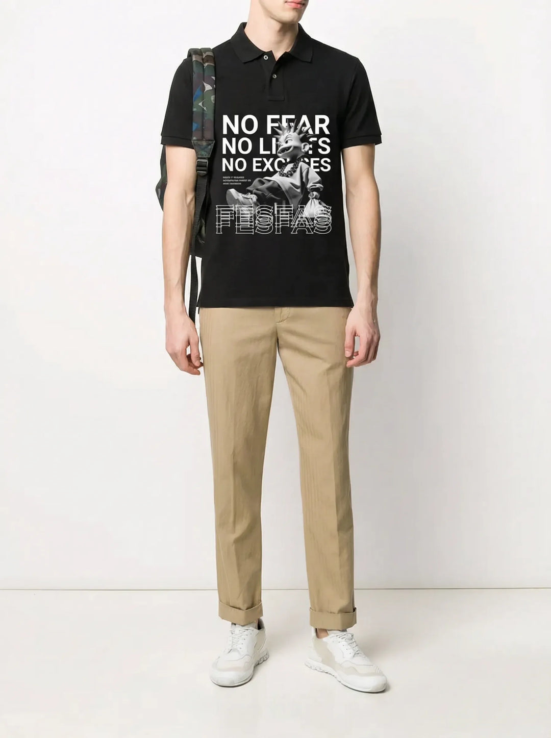 FesFas “No Fear”-print Polo Shirt | Men | Black