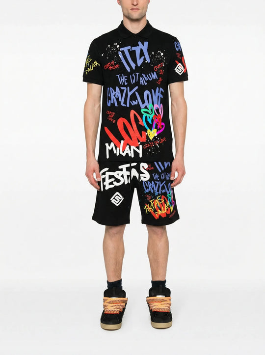 FesFas Hologram-print Polo Set | Men | Black