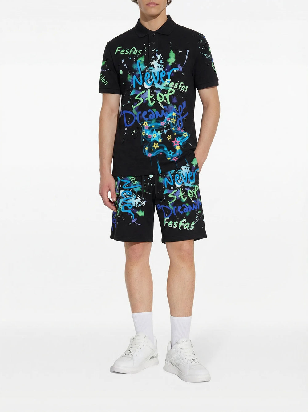 FesFas Hologram-print Polo Set | Men | Black