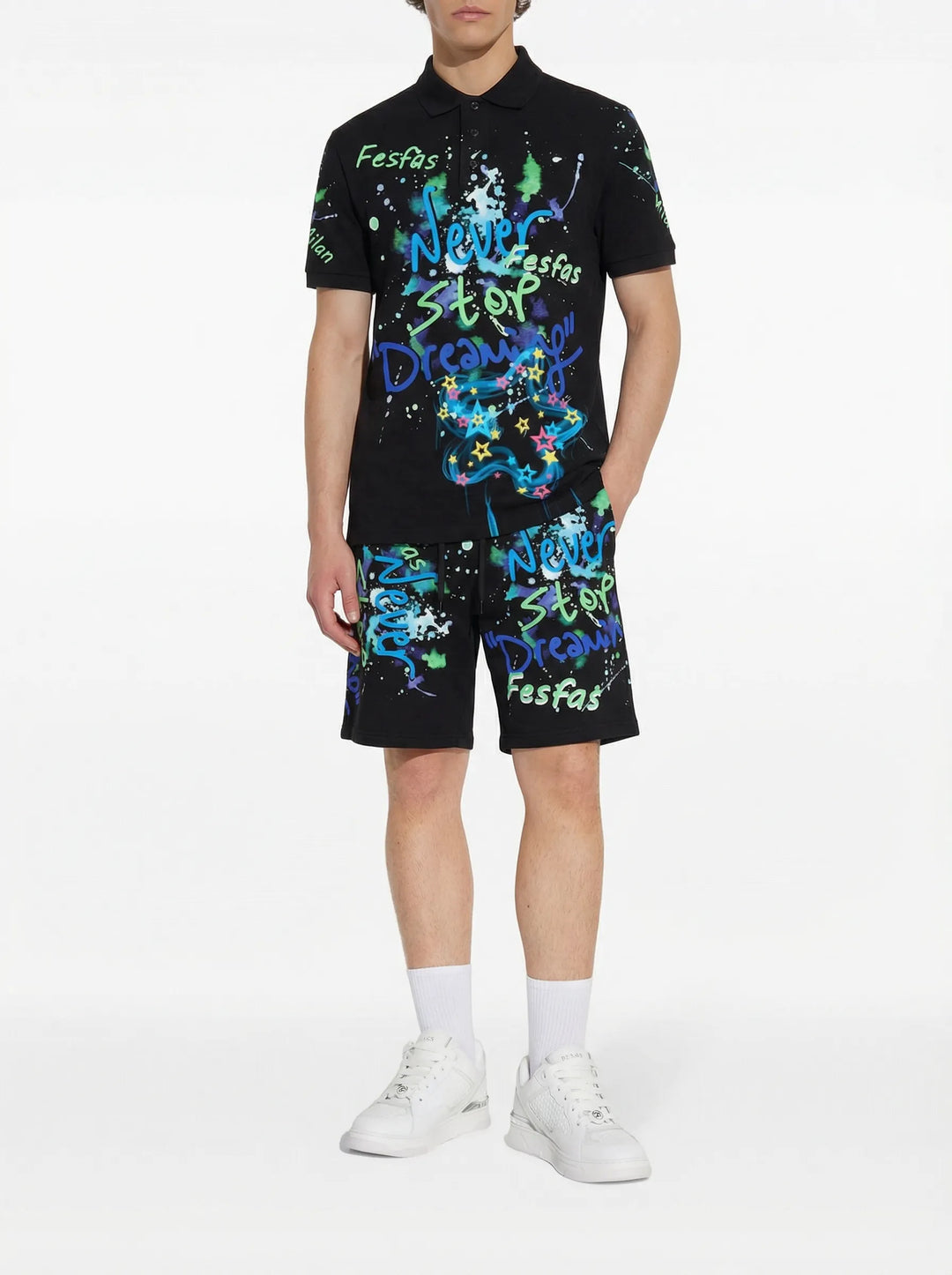 FesFas Hologram-print Polo Set | Men | Black