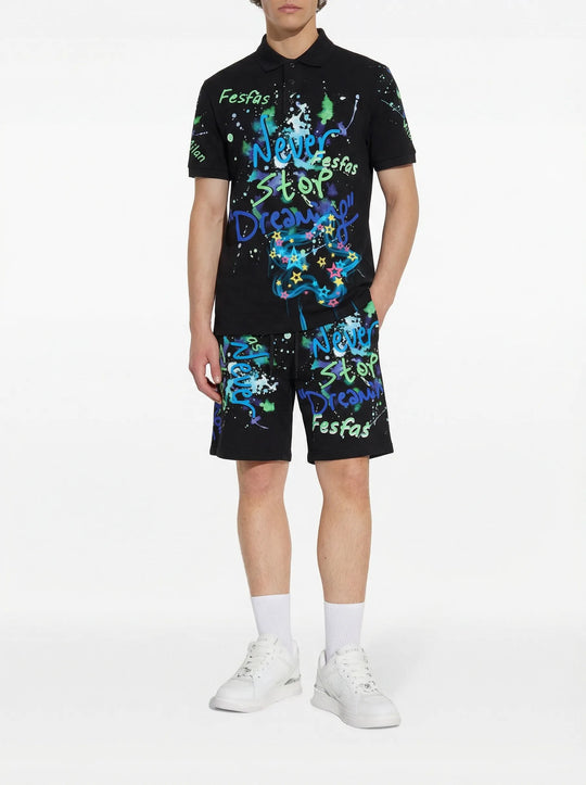 FesFas Hologram-print Polo Set | Men | Black