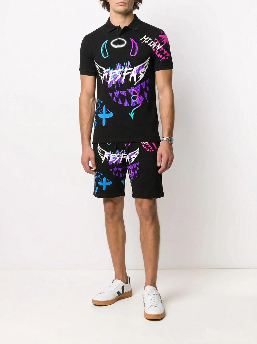 FesFas Hologram-print Polo Set | Men | Black