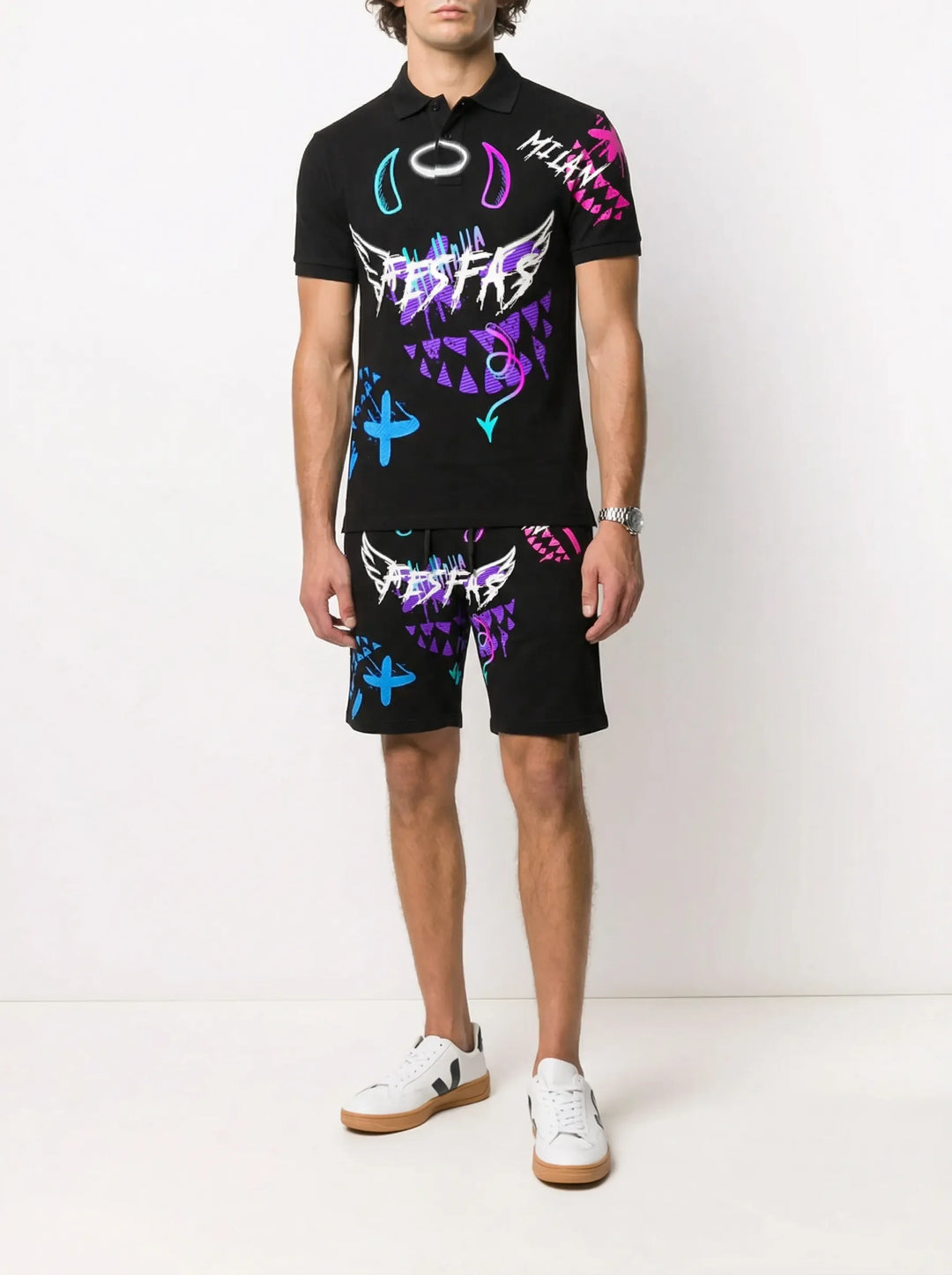 FesFas Hologram-print Polo Set | Men | Black