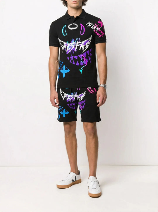 FesFas Hologram-print Polo Set | Men | Black