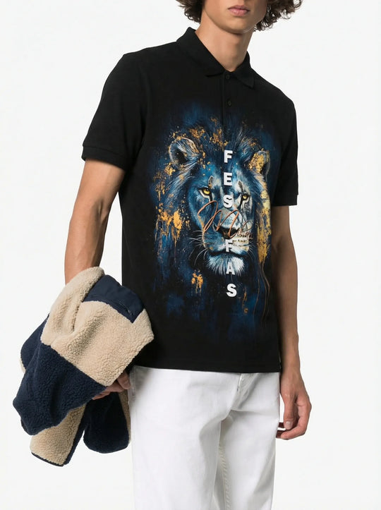 FesFas Lion-print Polo Shirt | Men | Black