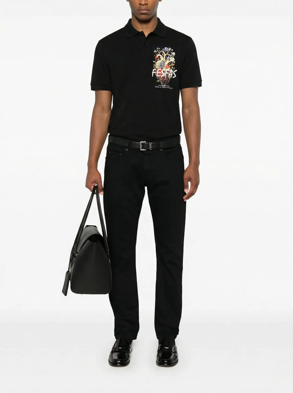 FesFas Heart-print Polo Shirt | Men | Black