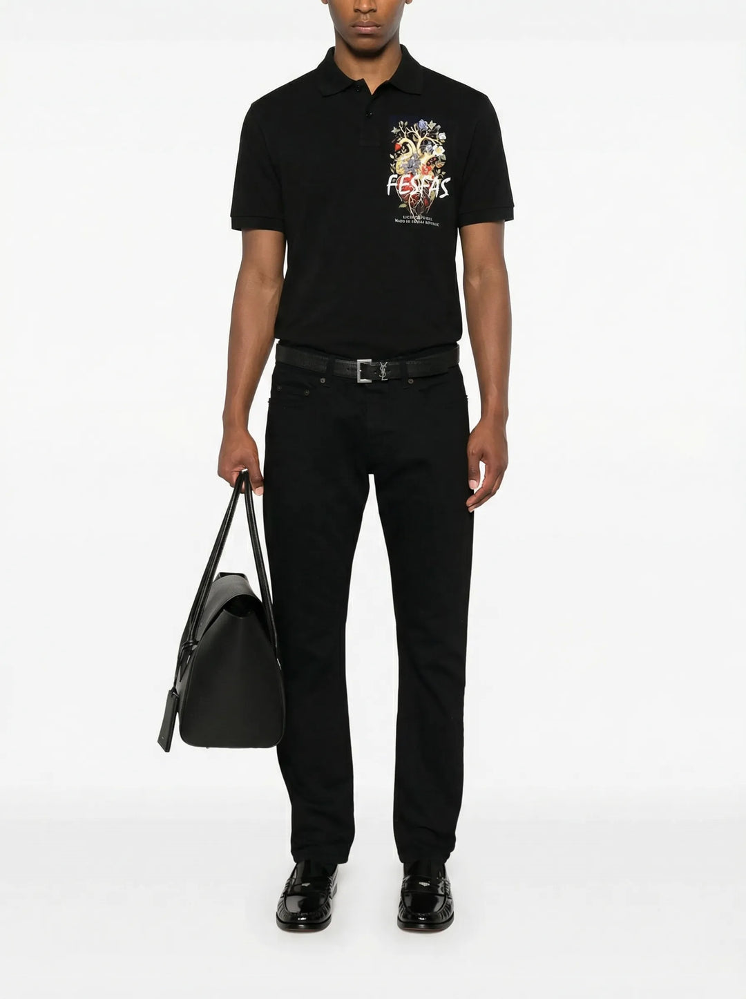 FesFas Heart-print Polo Shirt | Men | Black