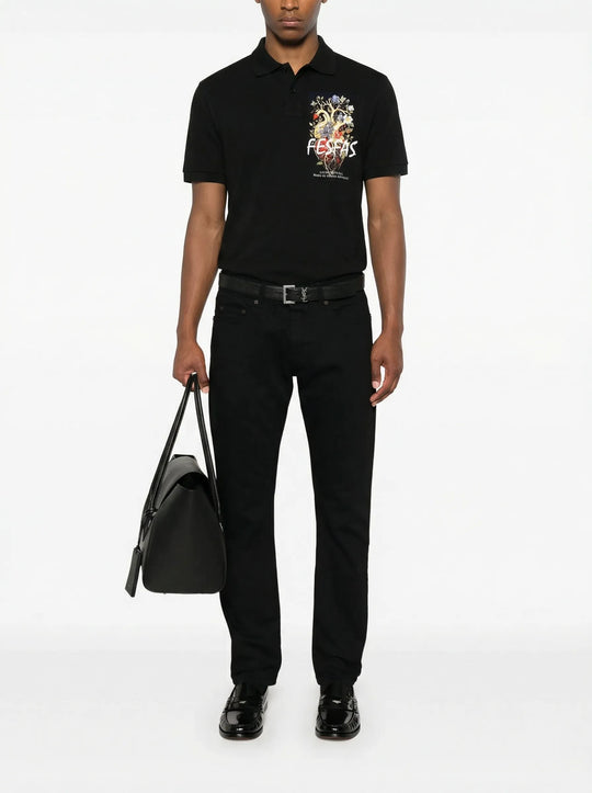 FesFas Heart-print Polo Shirt | Men | Black