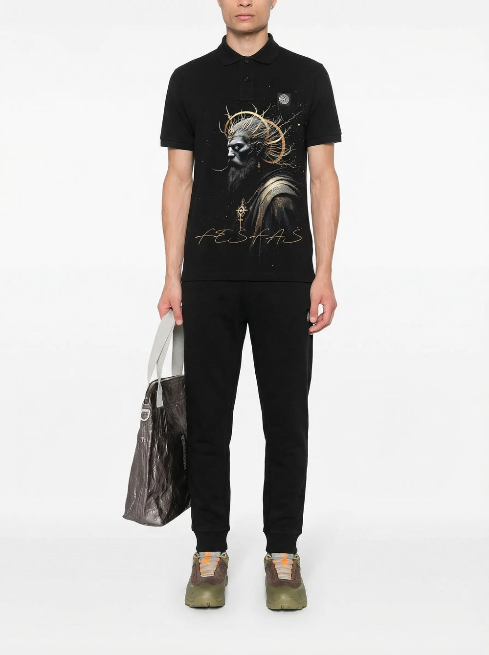 FesFas Egyptian-print Polo Shirt | Men | Black