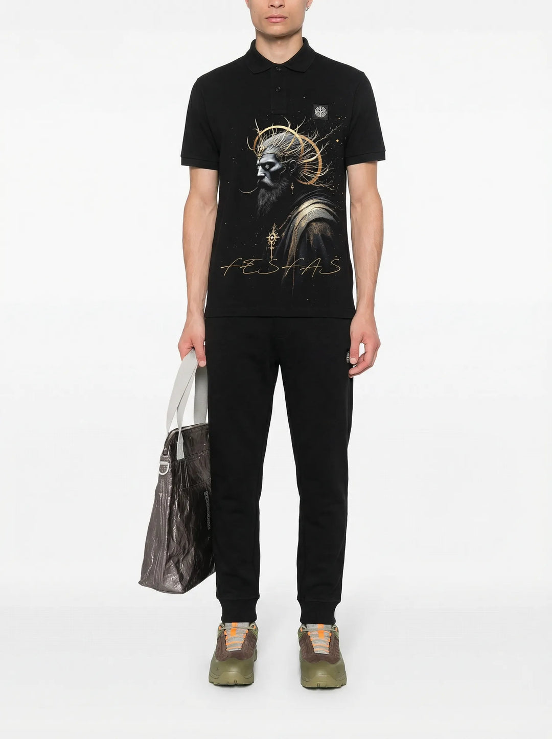 FesFas Egyptian-print Polo Shirt | Men | Black