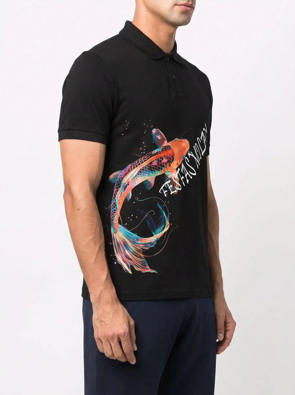 FesFas Fish-print Polo Shirt | Men | Black