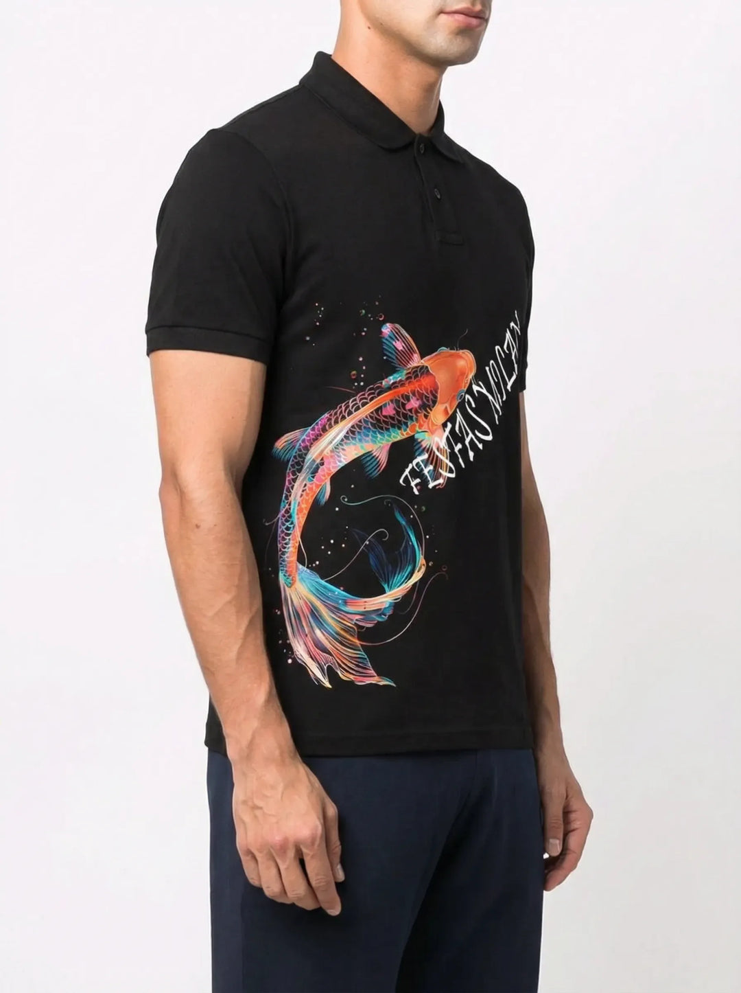 FesFas Fish-print Polo Shirt | Men | Black