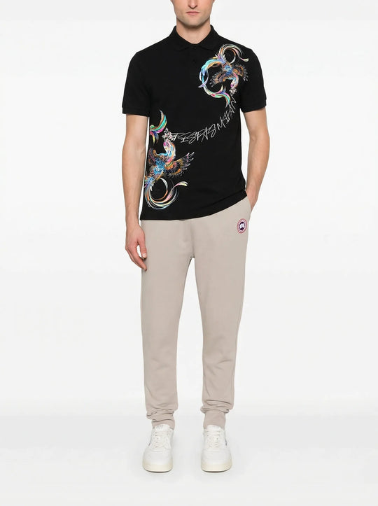 FesFas Peacock-print Polo Shirt | Men | Black