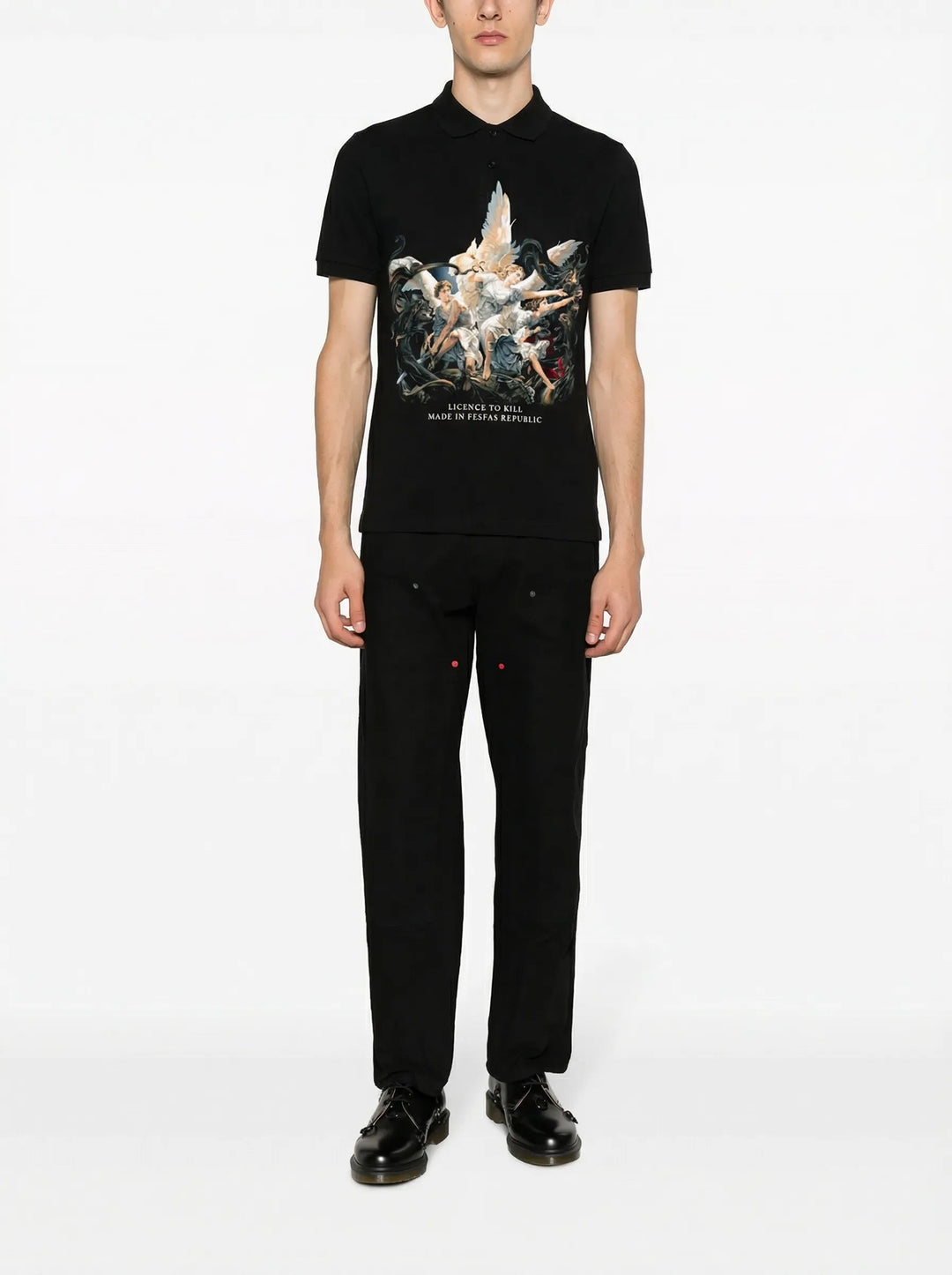 FesFas Angel-print Polo Shirt | Men | Black