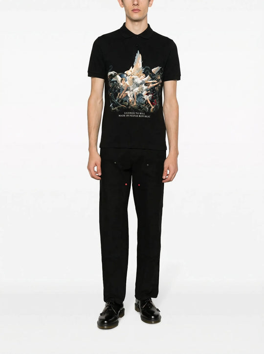 FesFas Angel-print Polo Shirt | Men | Black