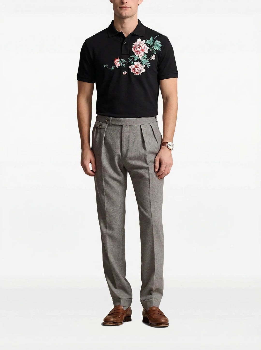 FesFas Floral-print Polo Shirt | Men | Black