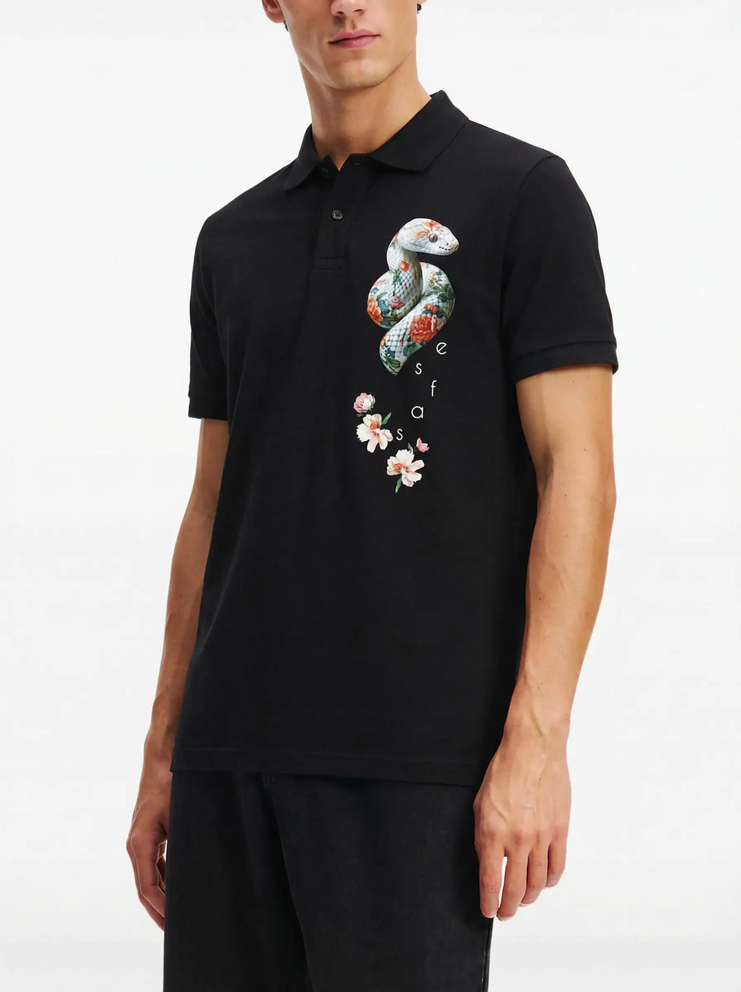 FesFas Snake-print Polo Shirt | Men | Black