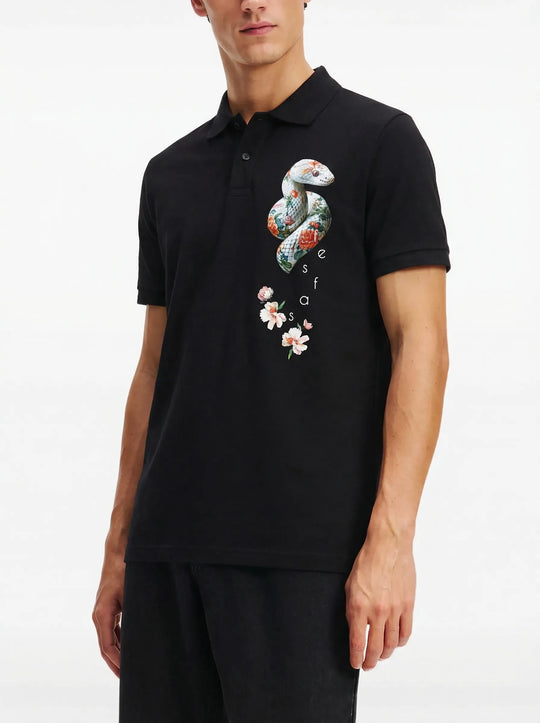 FesFas Snake-print Polo Shirt | Men | Black