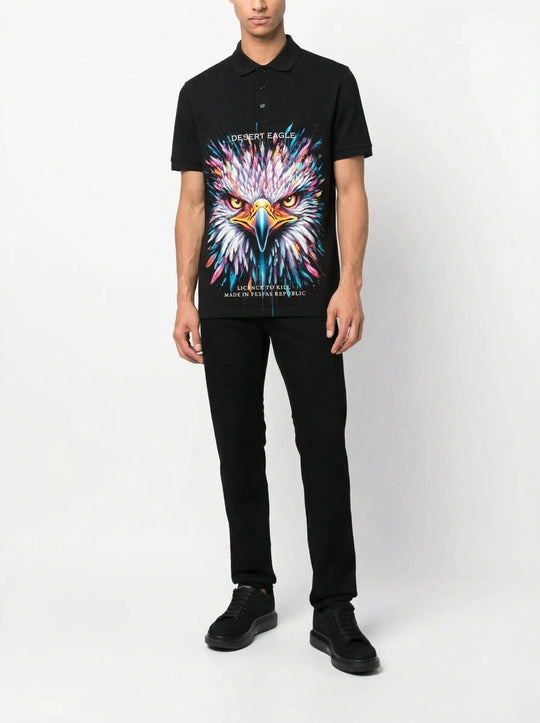 FesFas Eagle-print Polo Shirt | Men | Black