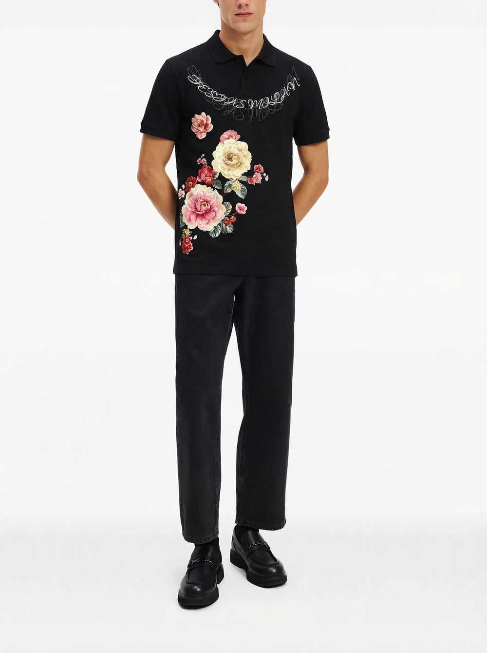 FesFas Floral-print Polo Shirt | Men | Black