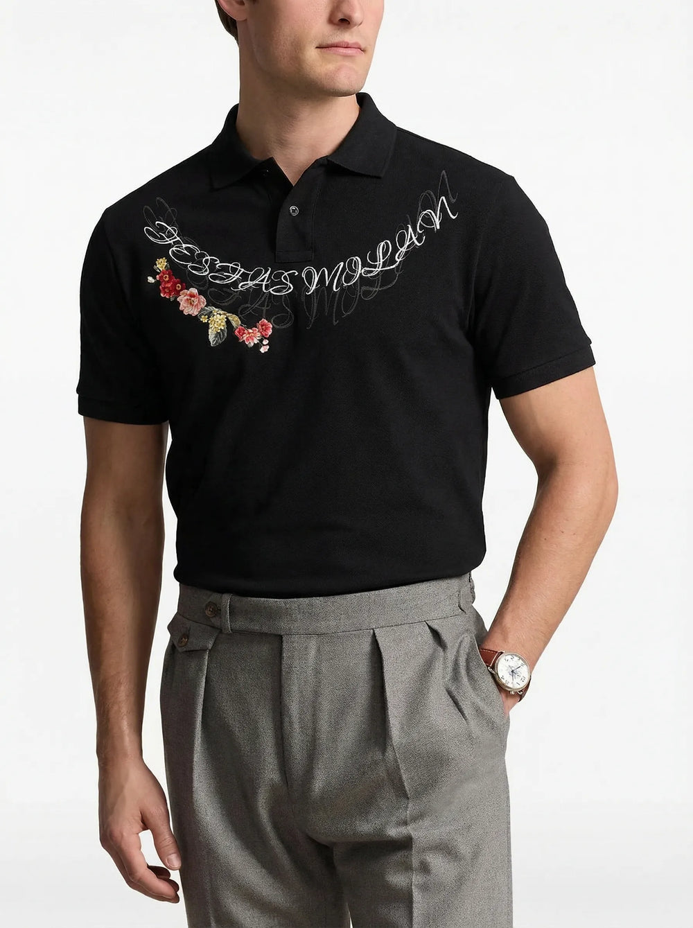 FesFas Floral-print Polo Shirt | Men | Black