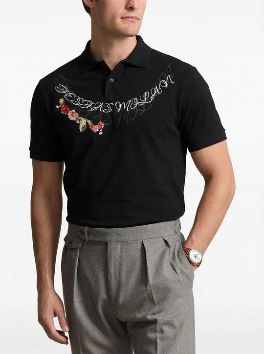 FesFas Floral-print Polo Shirt | Men | Black