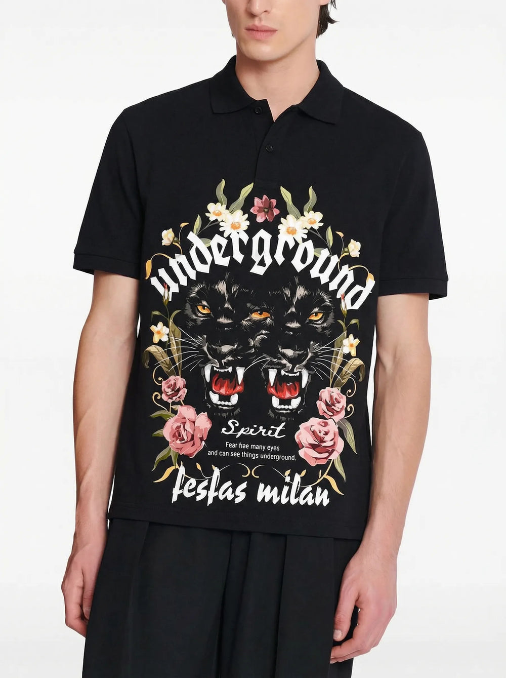 FesFas Panther-print Polo Shirt | Men | Black