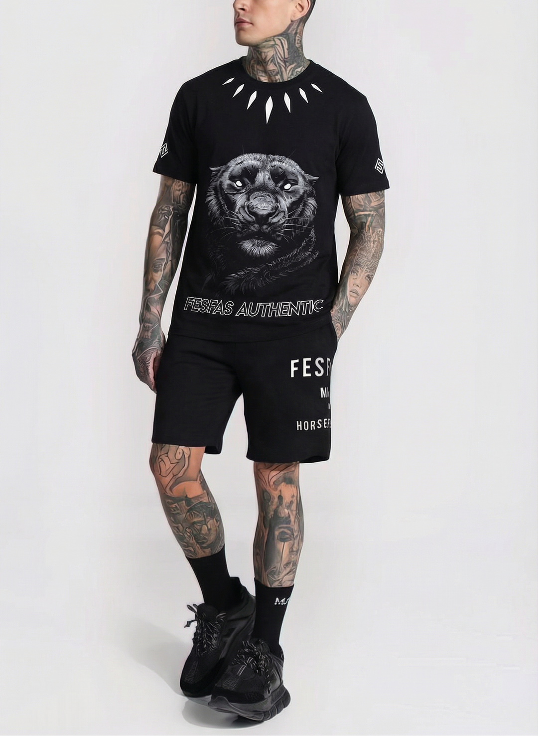 FesFas panther-print T-shirt Set | Black | Men