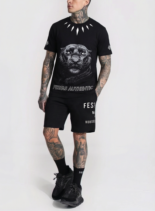 FesFas panther-print T-shirt Set | Black | Men