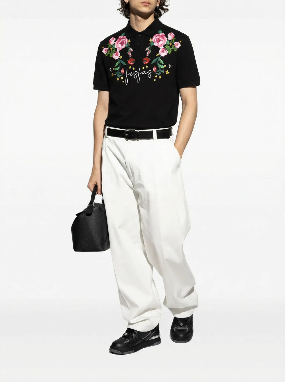 FesFas Floral-print Polo Shirt | Men | Black