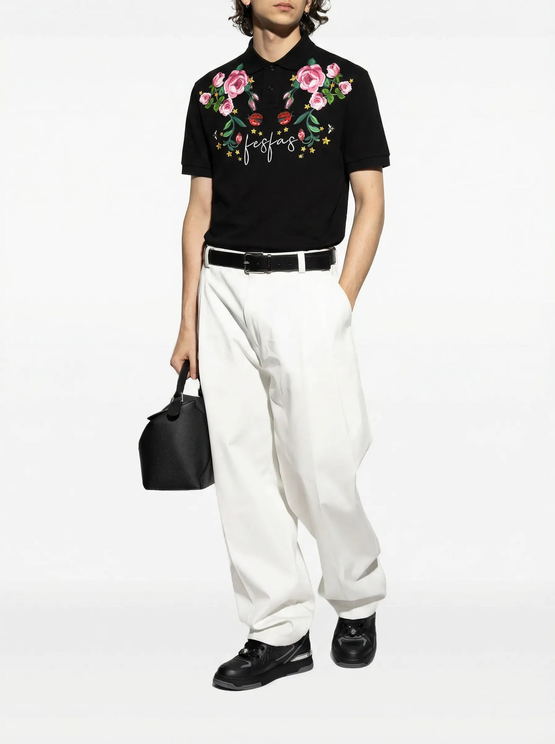 FesFas Floral-print Polo Shirt | Men | Black